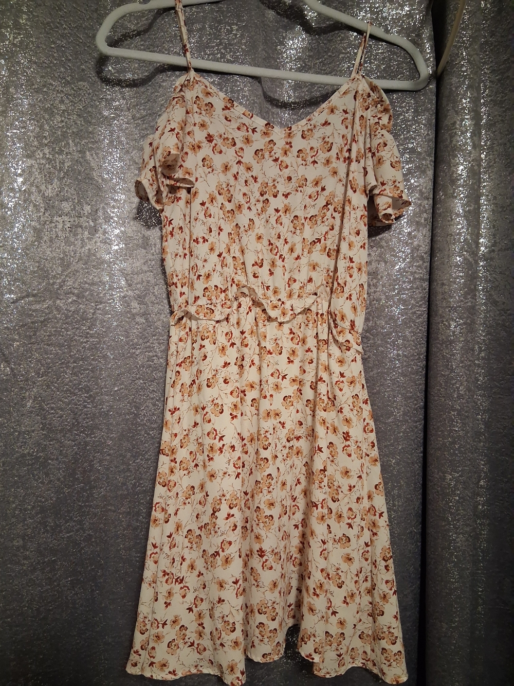 Jessica Simpson Cream Mini Dress with Brown Floral Print